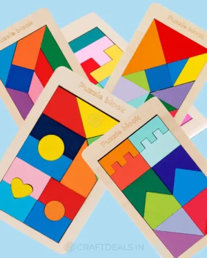 Craftdeals Wooden Tetris Puzzle for Kids, Assorted Designs (1 Pc)