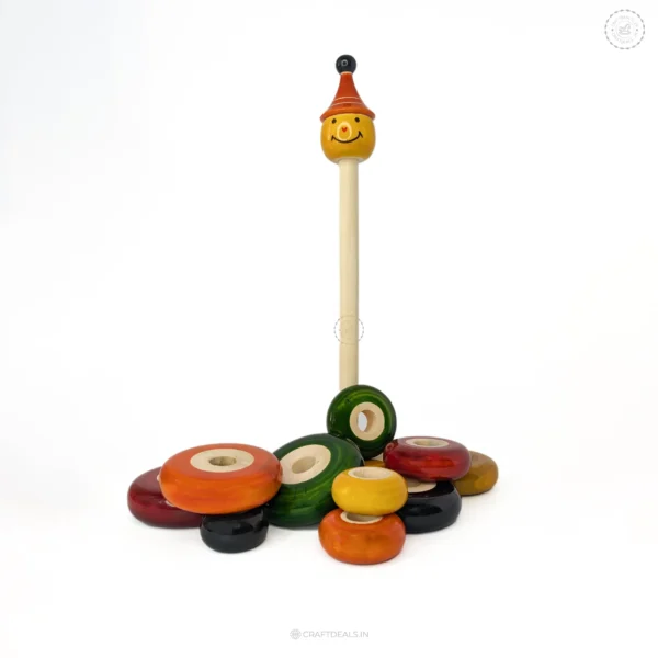 Wooden Stacking Rings Toy - Big 10 Colorful Rings - Image 4