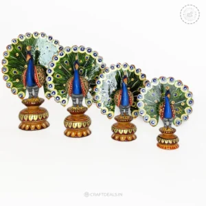 Wooden Peacock Royal Hand-Painted Premium Décor CraftDeals