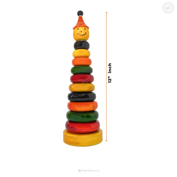 Wooden Stacking Rings Toy - Big 10 Colorful Rings - Image 2