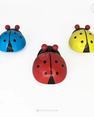 Eco-friendly Wooden Ladybug Pull Back Toy for Toddlers. Encourages Active Play & Imagination.
