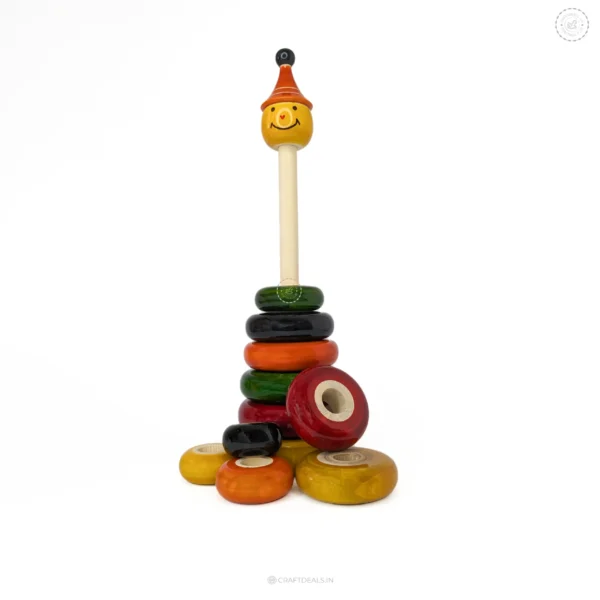 Wooden Stacking Rings Toy - Big 10 Colorful Rings - Image 3