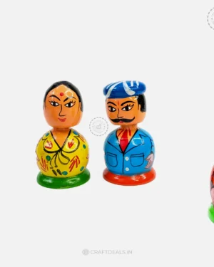 Channapatna Toy Spring Doll Couple: Handcrafted Delight