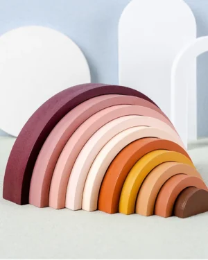 Wooden Toys Arch Stackers 10PCS Earthy Color Tones
