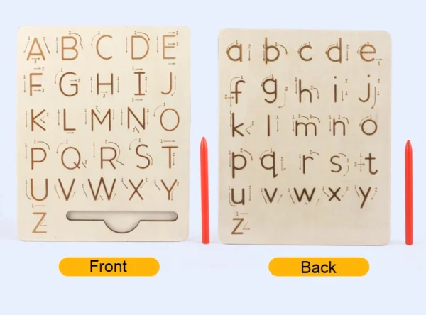 Wooden Writing Board: Double-Sided Alphabet Fun! ABCs Made Easy - Learn Upper & Lowercase Letters!