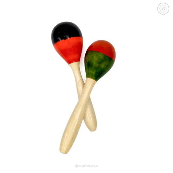 Channapatna Toys Wooden Maracas Rattle Set for Babies  (0-3 Years) Pack of 2 - Image 4