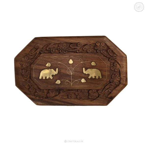 Luxury Wooden Jewellery Box Set of 3 | Elephant Brass Work - Image 3