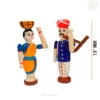 Channapatna Toys Farmer Doll Couple 8 Inch - Handcrafted Eco-Friendly Wooden Dolls With Traditional Attire. Perfect For Cultural Decor, Collectors, And Educational Gifts.
