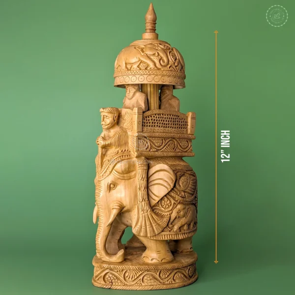 Royal Wooden Elephant Handcarved Shikari Ambari "12 inch