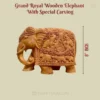 Majestic Heritage Wooden Elephant: Exquisite 8-Inch Hand-Carved Masterpiece. Premium Indian Handicraft, Natural Wood, Intricate Carving.