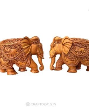 Majestic Wooden Elephant – Elegant 6-Inch Hand-Carved Artifact