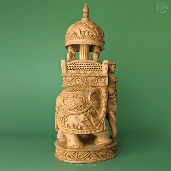 Royal Wooden Elephant Handcarved Shikari Ambari "12 inch - Image 2