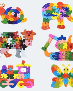 Wooden Alphabet & Number 3D Animal/Vehicle Jigsaw Puzzle -1pc