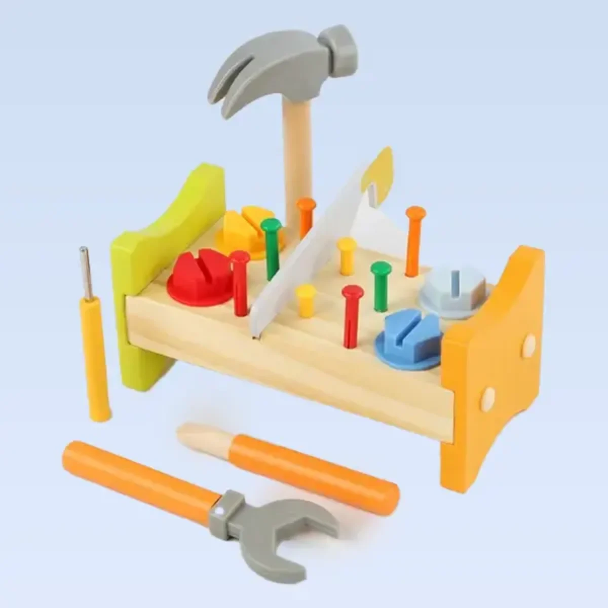 Wooden Tool Bench Set for Kids – Pretend Play Tool Game