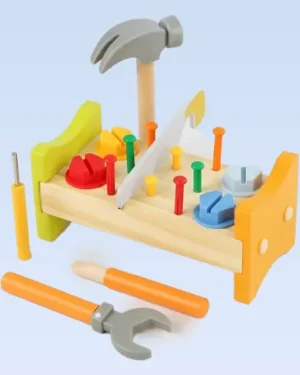Wooden Tool Bench Set for Kids – Pretend Play Tool Game