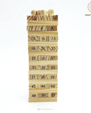 Classic Wooden Jenga Game – 51 Pcs Tumbling Tower with Dice