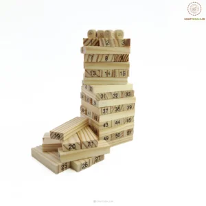 Classic Wooden Jenga Game – 51 Pcs Tumbling Tower with Dice