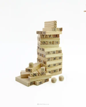Classic Wooden Jenga Game – 51 Pcs Tumbling Tower with Dice