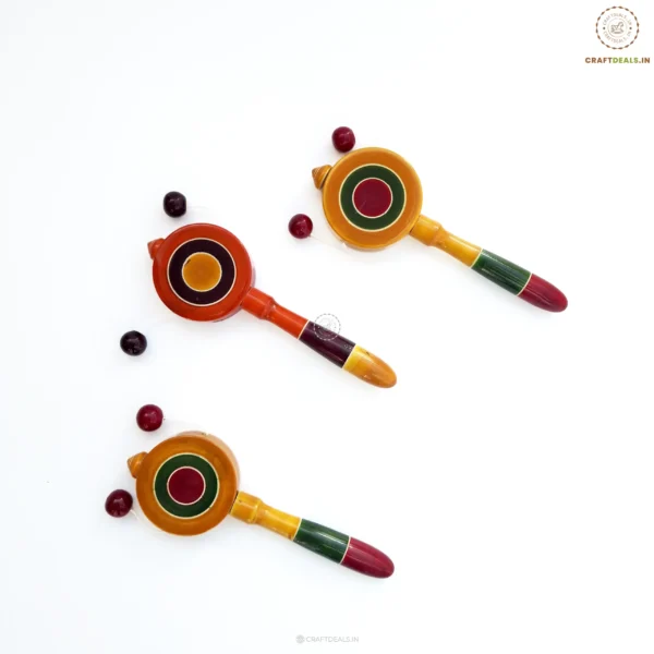 Channapatna Toys Wooden Roll & Rattle Toy Dug-Dugi (Pack of 2)