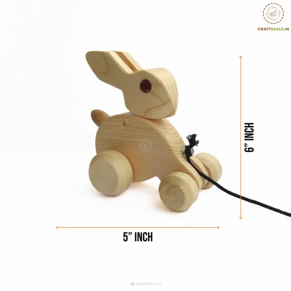 Channapatna Toys Wooden Rabbit Pull Along Bunny (1 pc) - Image 3