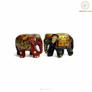 Decorative Handcrafted Wooden Elephants (Pack of 2) – 1.5