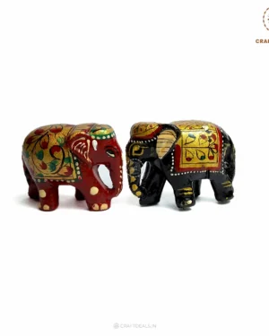 Decorative Handcrafted Wooden Elephants (Pack of 2) – 1.5