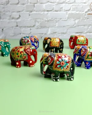 Decorative Handcrafted Wooden Elephants (Pack of 2) – 1.5" inch
