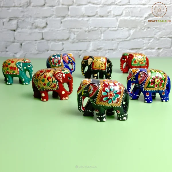 Decorative Handcrafted Wooden Elephants (Pack of 2) – 1.5" inch