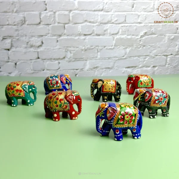 Decorative Handcrafted Wooden Elephants (Pack of 2) – 1.5" inch - Image 2