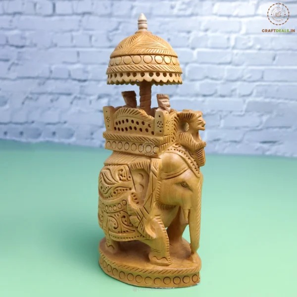 Royal Wooden Elephant Ambari Indian Handcrafted Showpiece - Image 6