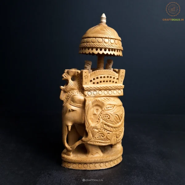 Royal Wooden Elephant Ambari Indian Handcrafted Showpiece - Image 3