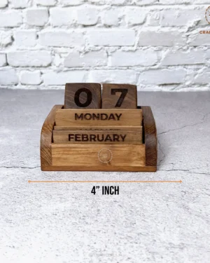 Handcrafted Wooden Desk Calendar – Burma Teak Office Decor