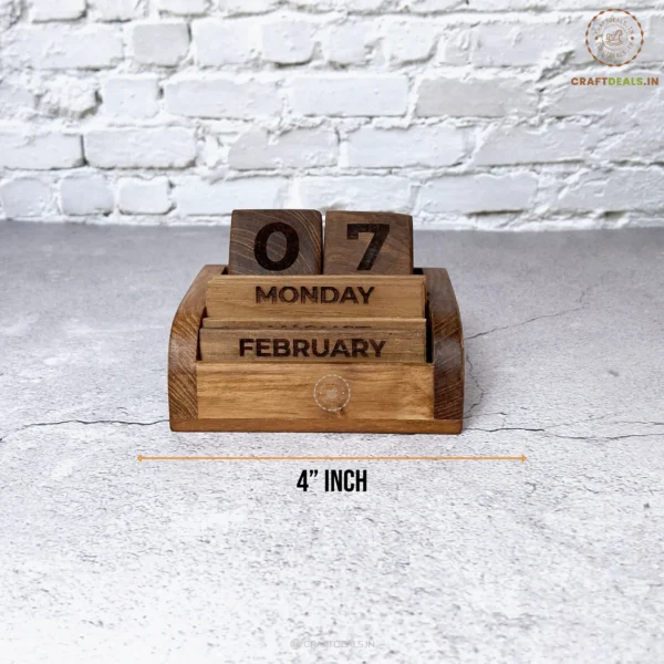 Handcrafted Wooden Desk Calendar – Burma Teak Office Decor