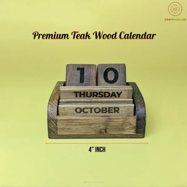 Handcrafted Wooden Desk Calendar – Burma Teak Office Decor