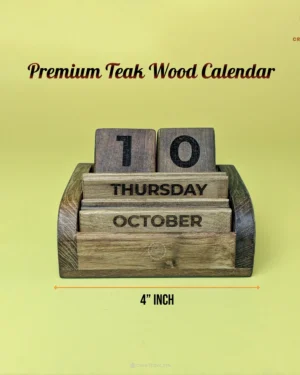 Handcrafted Wooden Desk Calendar – Burma Teak Office Decor