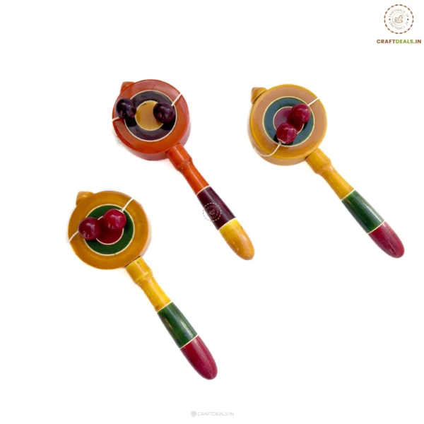 Channapatna Toys Wooden Roll & Rattle Toy - Dug-Dugi