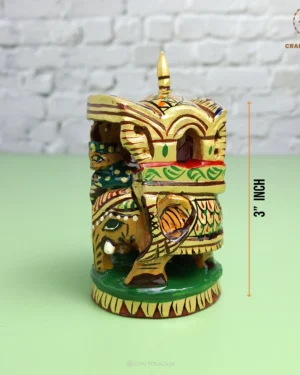 Wooden Elephant Mysore Ambari Statue 3-Inch