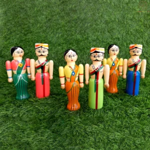 Channapatna Dolls – Hand-Painted Wooden Rural Couple Set