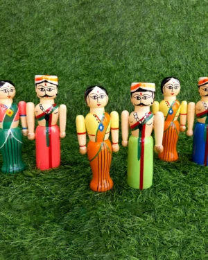 Channapatna Dolls – Hand-Painted Wooden Rural Couple Set