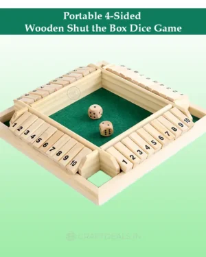 Portable 4-Sided Wooden Shut the Box Dice Game