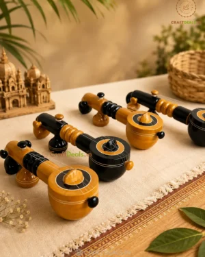 Wooden Veena Antique Décor – Indian Musical Instrument Replica