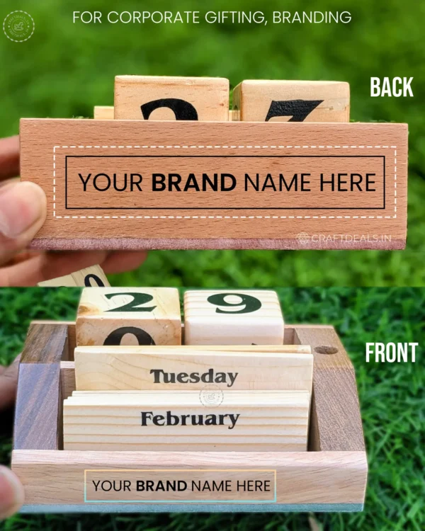 Wooden Calendar with Custom Logo Engraving - (Front & Back) - Image 2