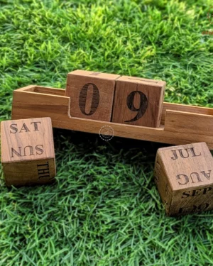 Teak Wood Perpetual Calendar Handcrafted By Local Artisans