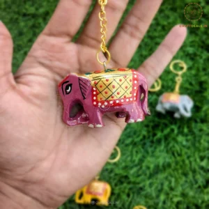 Colorful Wooden Elephant Keychains