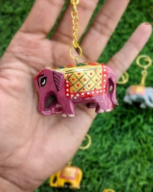 Colorful Wooden Elephant Keychains