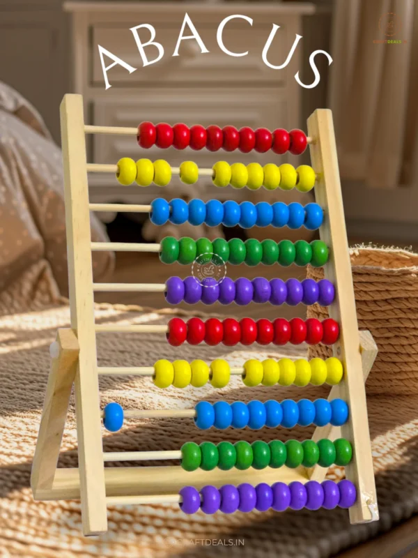 Montessori Wooden Abacus – Preschool Math Toy with Colorful Beads