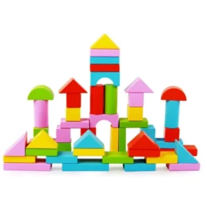 Wooden 50 Piece Colorful Building Blocks Set – Montessori Educational Toy for Toddlers – CraftDeals.in
