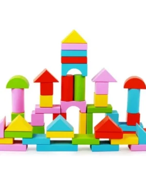 Wooden 50 Piece Colorful Building Blocks Set – Montessori Educational Toy for Toddlers – CraftDeals.in
