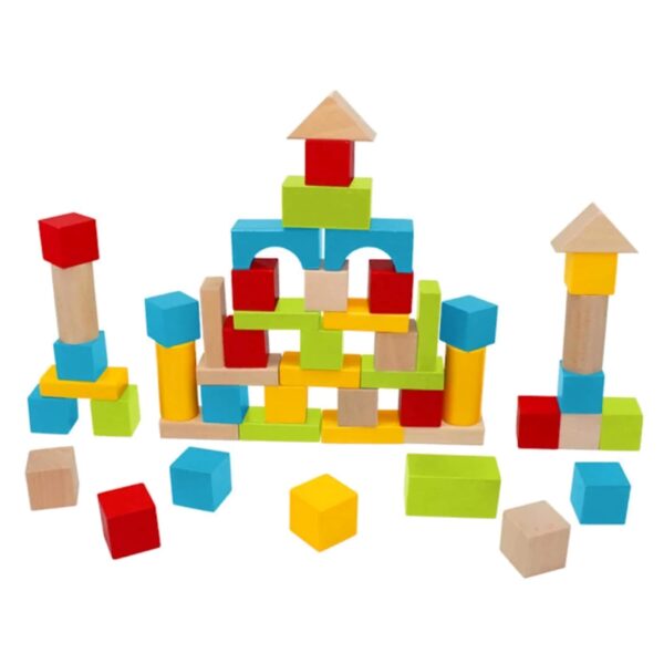 Wooden 50 Pcs Colorful Building Blocks Set – Creative Toy for Toddlers