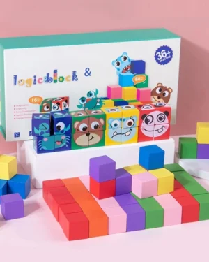Colorful 100-Piece Wooden Face Changing Puzzle Toy for Kids – Educational Emotional Expression Blocks from CraftDeals.in